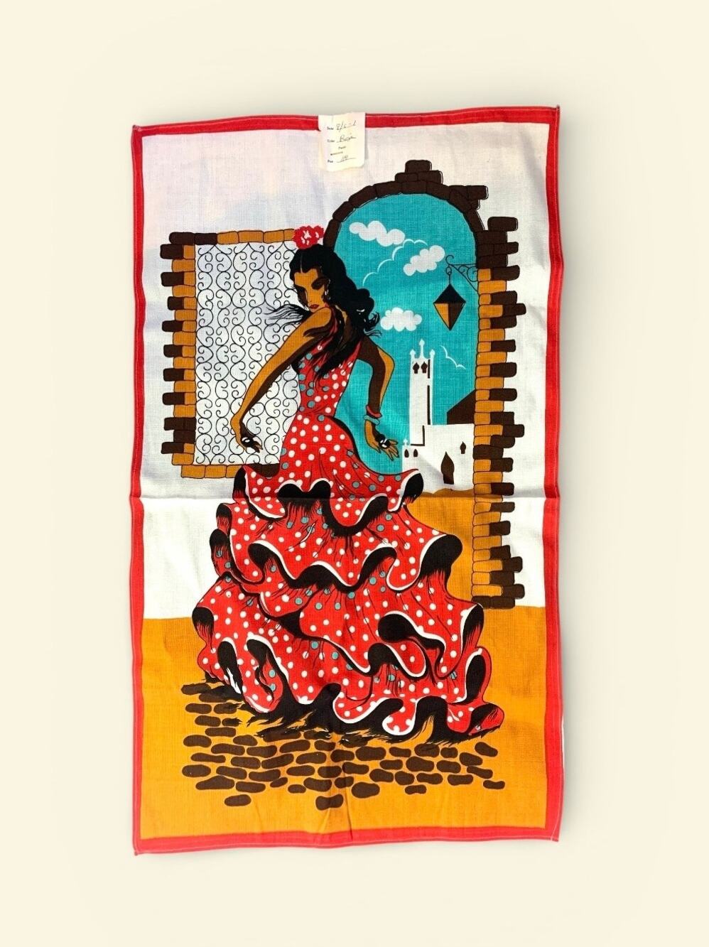 Vintage Spanish Flamenco Dancer Tapestry NWT, Seville Spain Tea Towel, Travel